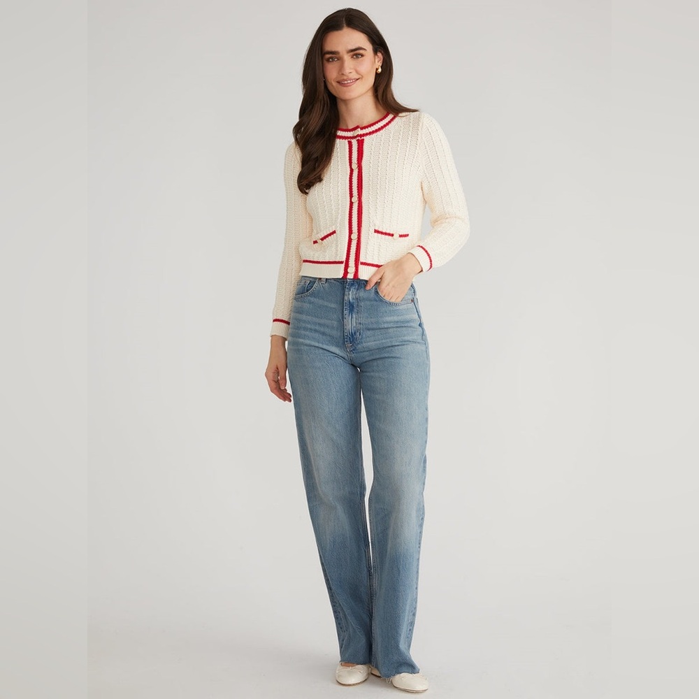 525 AMERICA LAUREL CREW NECK TROPHY CARDIGAN - SEA SALT MULTI SMALL